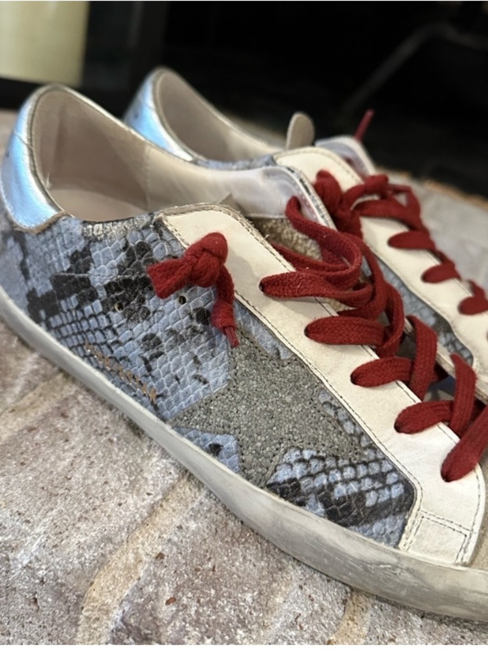 Golden Goose White and Red Low-Top Sneakers - Picture 2 of 7